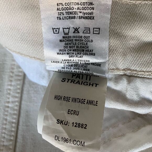 DL 1961 Vintage Off White Patti Straight Raw Hem Jeans Size 33 - Picture 12 of 12